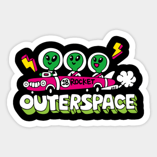 Outer Space Aliens Rocket Sticker